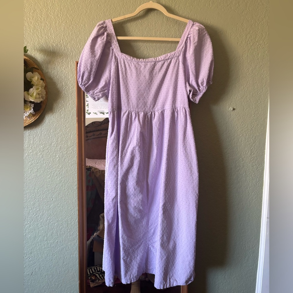 Lilac candy dress • lavender puff sleeve midi dress